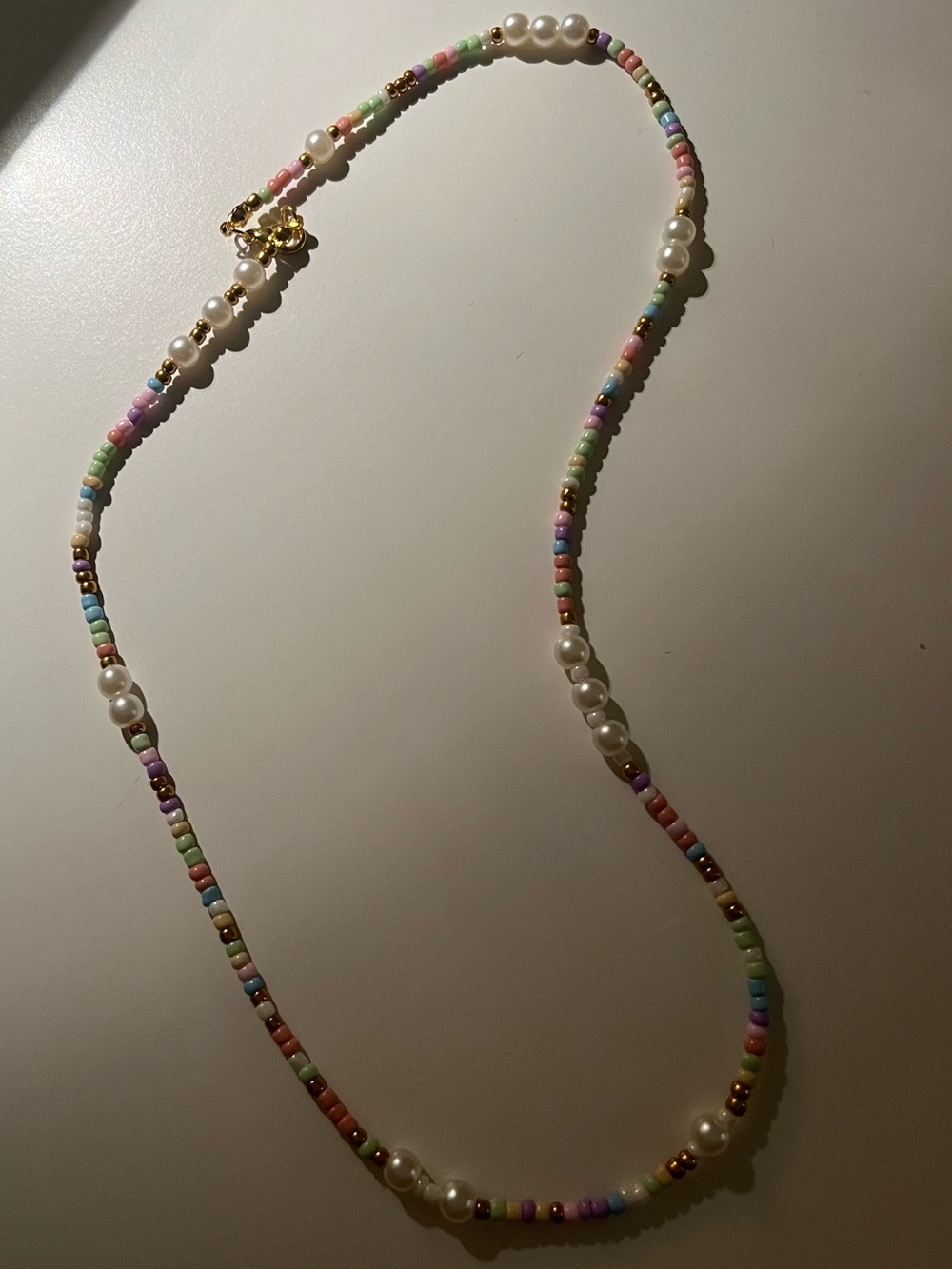 Delicate Pastel Beaded Pearl Accent Necklace - Multicolor